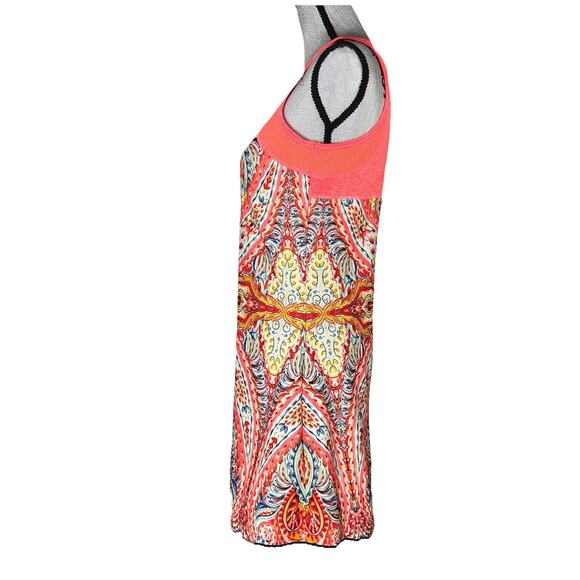 Nanette Lepore Sz Medium Dress Shelf Bra Pink Paisley Stretch Activewear Tennis - Picture 3 of 5